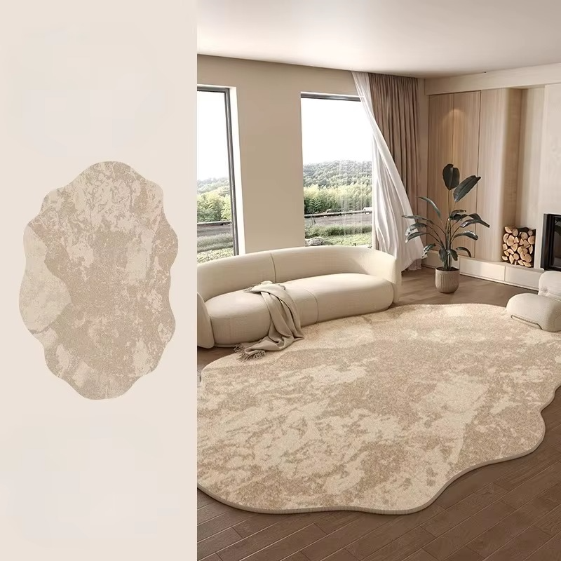 Weicher Teppich in Organischer Form Beige Creme