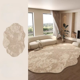 Weicher Teppich in Organischer Form Beige Creme